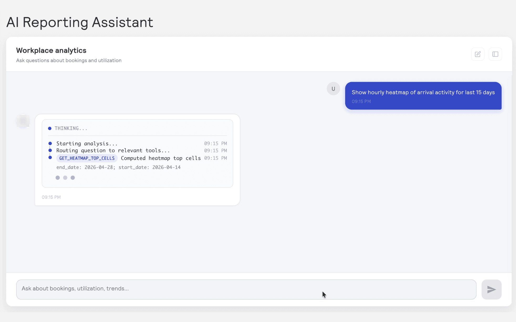 Reporting copilot routing a question to its analytics tools